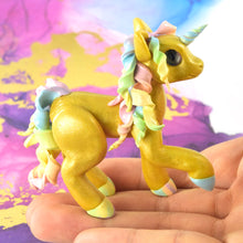 Load image into Gallery viewer, Gold unicorn with rainbow hair