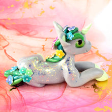 Load image into Gallery viewer, Gray unicorn with rainbow flowers