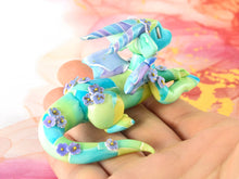 Load image into Gallery viewer, Green and teal patchwork dragon