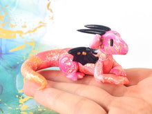 Load image into Gallery viewer, Pink and orange watercolor-style dragon