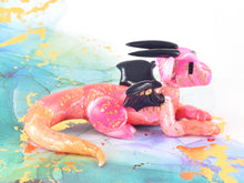 Load image into Gallery viewer, Pink and orange watercolor-style dragon