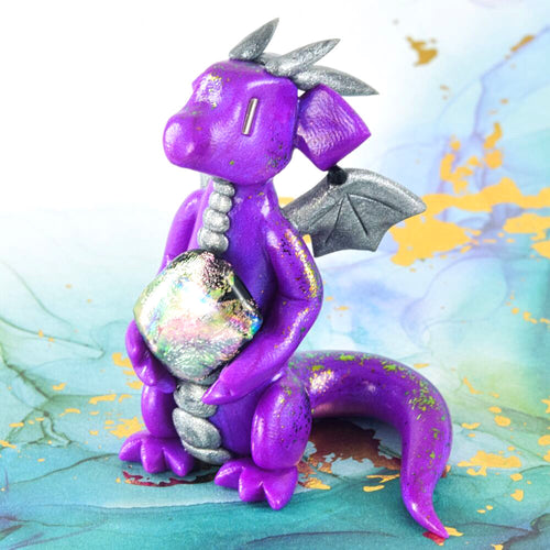 Sitting purple dichroic gem dragon