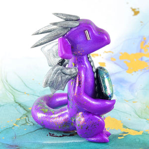 Sitting purple dichroic gem dragon