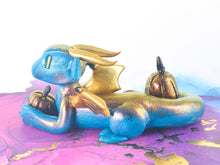 Load image into Gallery viewer, Teal and orange pumpkin dragon