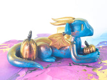 Load image into Gallery viewer, Teal and orange pumpkin dragon