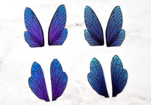 Load image into Gallery viewer, Blue dusted iridescent fairy wings